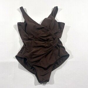 MIRACLESUIT Womens One Piece Slimming Swimsuit Brown Adjustable Strap Sz 16?